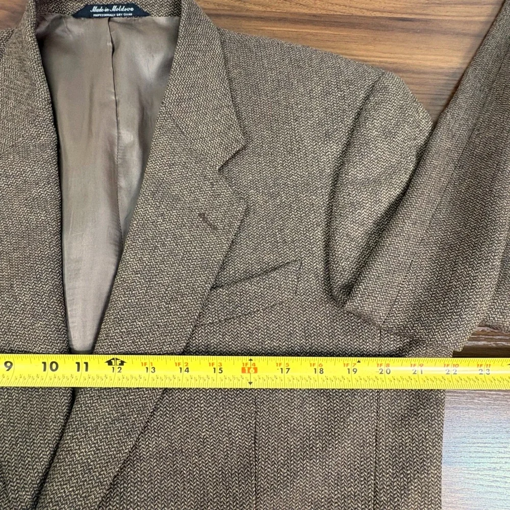 Mens Tailors Row by Deansgate 42L‎ Brown Silk Wool Blend Textured Blazer Jacket